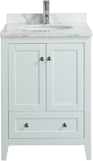 Eviva Lime 24 Inch Bathroom Vanity with White Marble Carrera Top Bathroom Vanity Eviva White